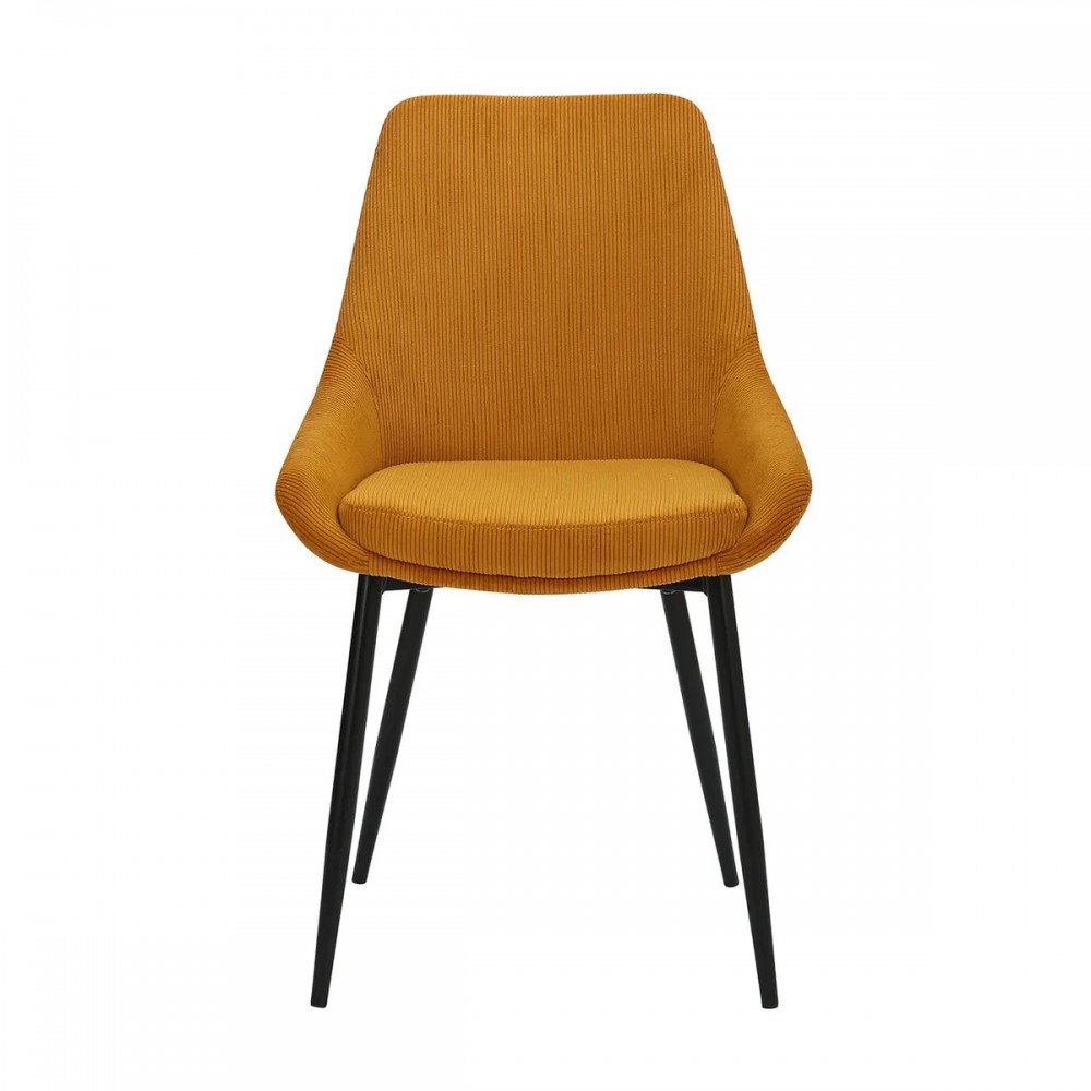 Chaise BARI - velours côtelé - Curry