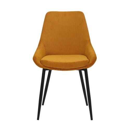 Chaise BARI - velours côtelé - Curry