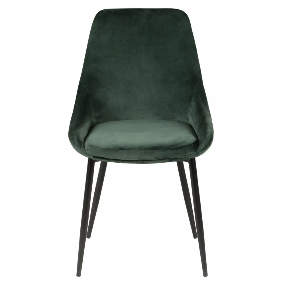 Chaise BARI - velours côtelé - Vert sapin