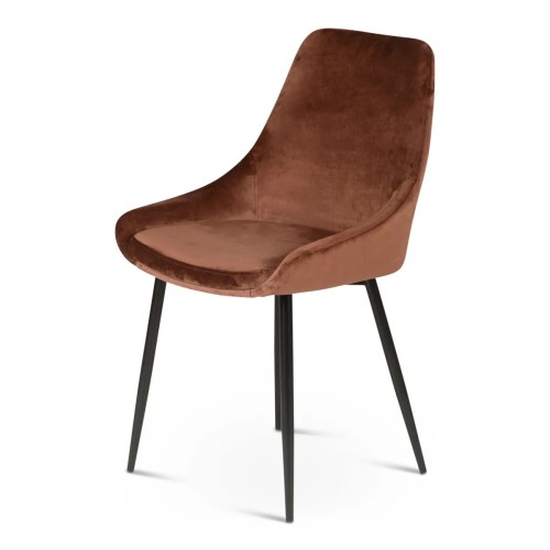 Chaise BARI - velours - Marron