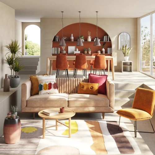 Chaise BARI - velours - Cognac