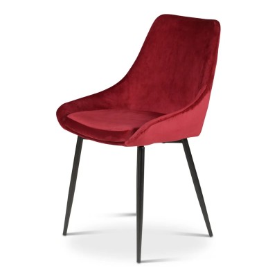 Chaise BARI - velours - Rouge 2