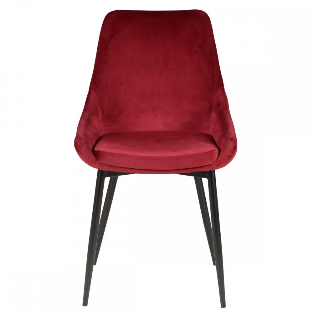 Chaise BARI - velours - Rouge