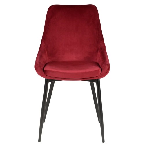 Chaise BARI - velours - Rouge