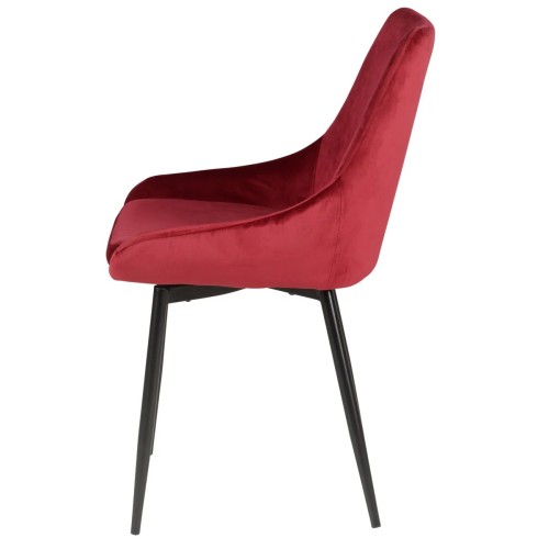 Chaise BARI - velours - Rouge