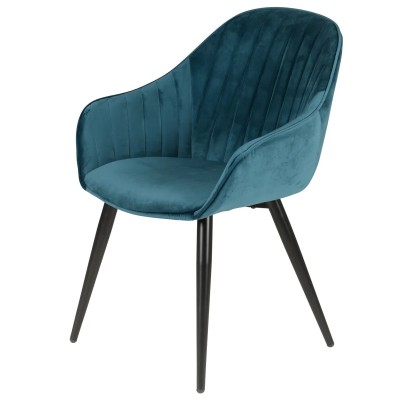 Chaise BARI -velours côtelé - Bleu 2