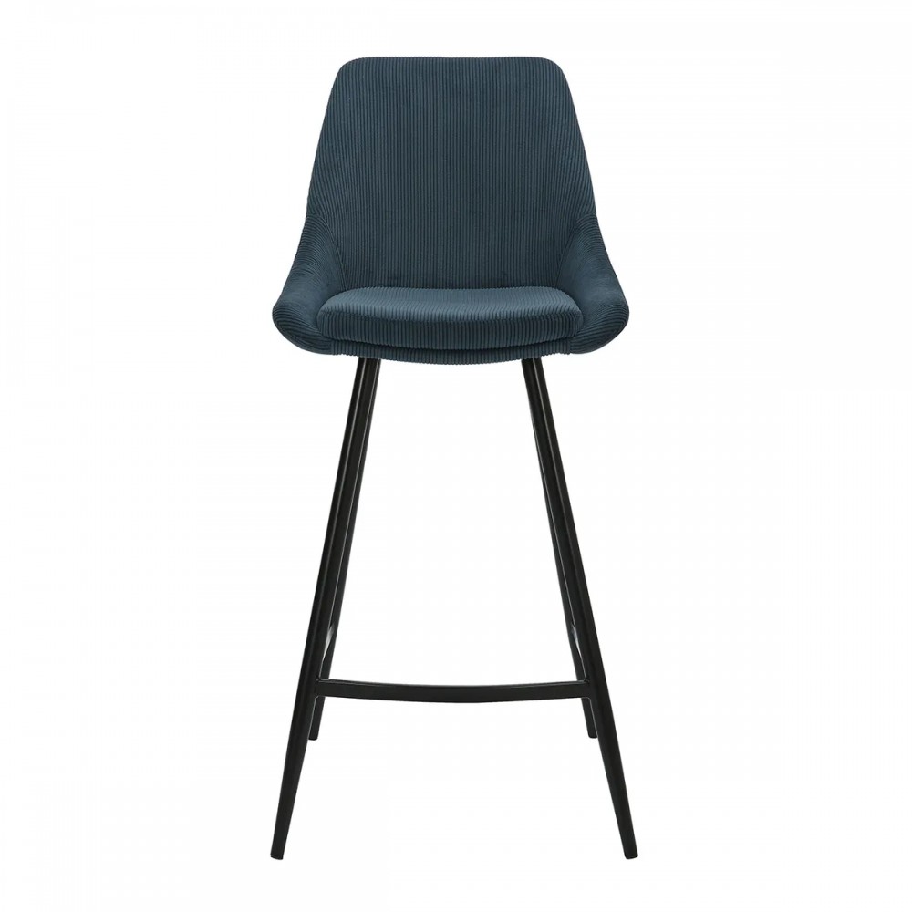 Tabouret BARI - velours côtelé - Bleu