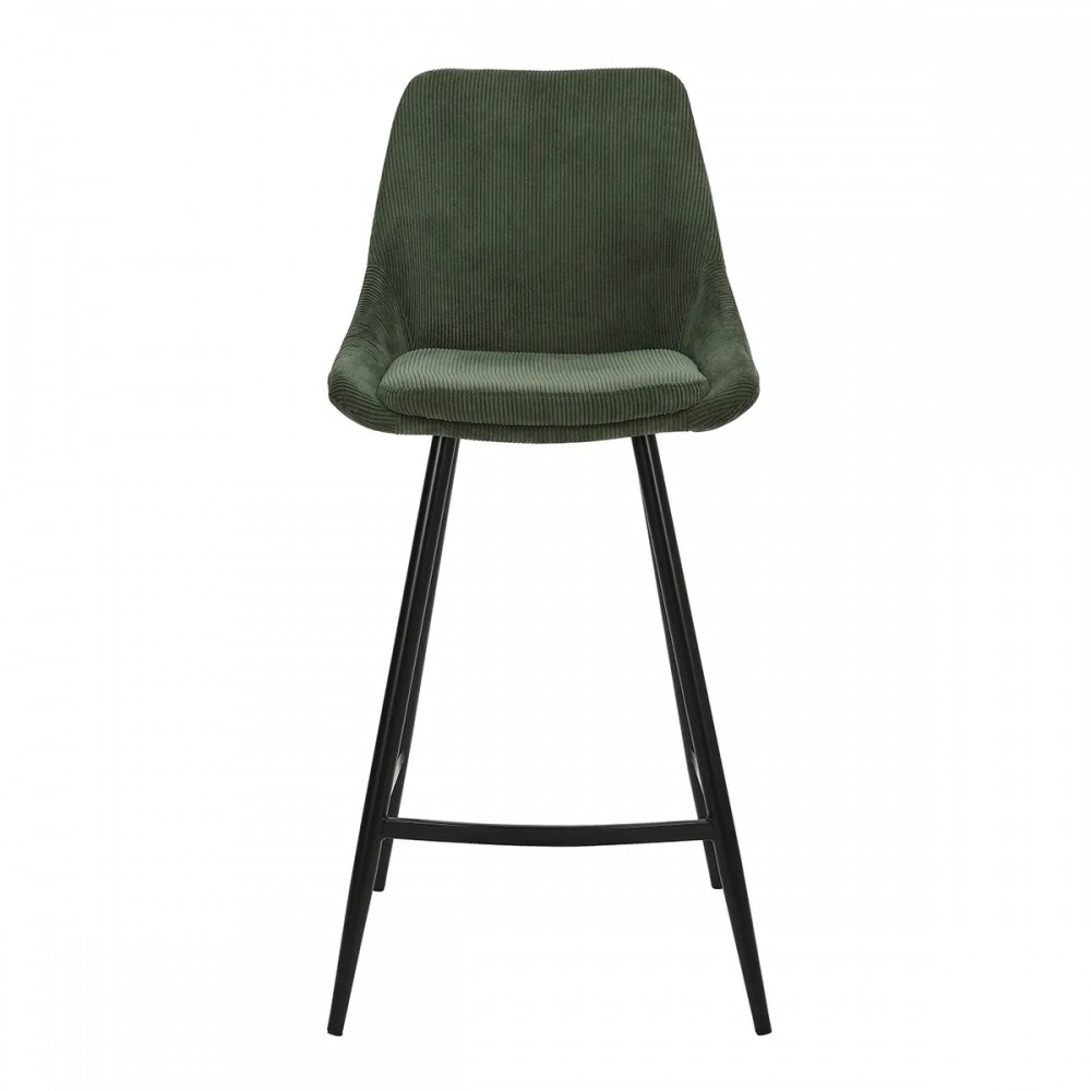 Tabouret BARI - velours côtelé - Vert sapin