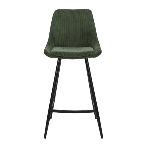 Tabouret BARI - velours côtelé - Vert sapin