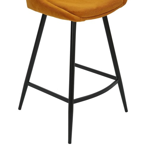 Tabouret BARI snack - velours côtelé -jaune curry