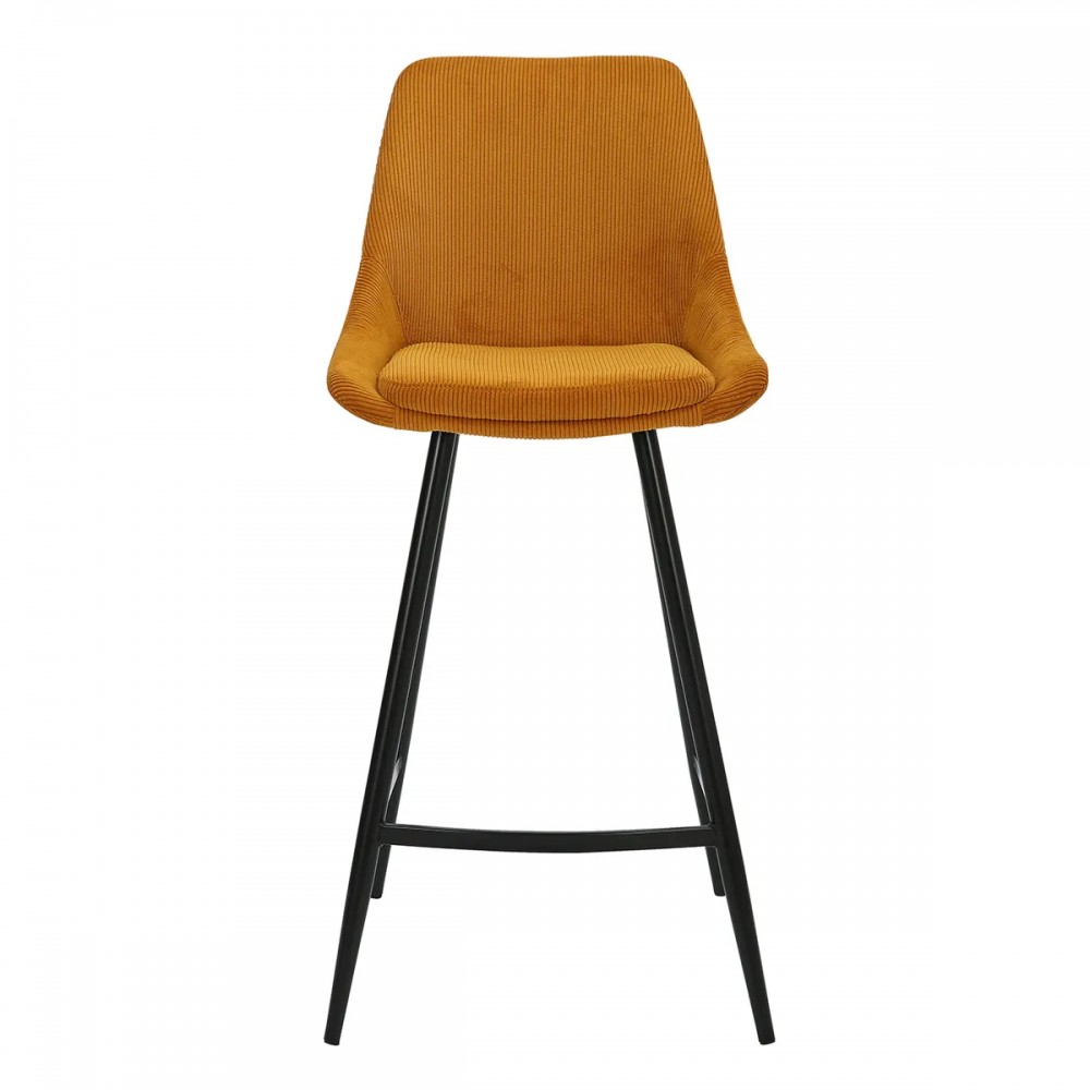 Tabouret BARI snack - velours côtelé -jaune curry