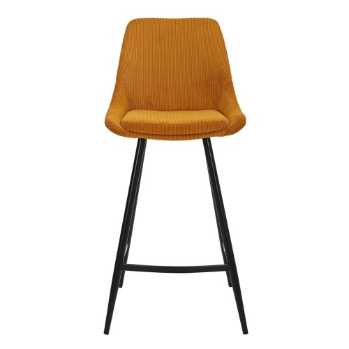 Tabouret BARI snack - velours côtelé -jaune curry