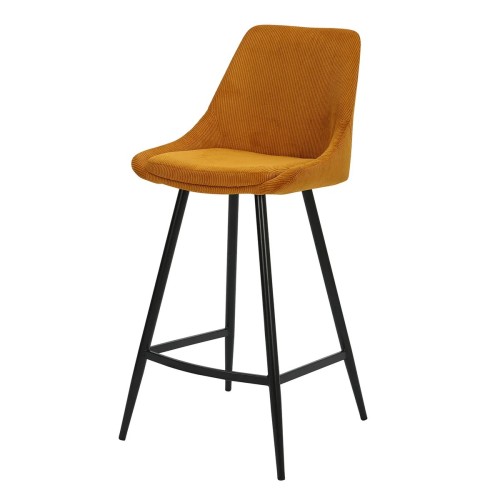Tabouret BARI snack - velours côtelé -jaune curry