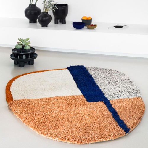 Nudo rug S blue/orange/ochre ames
