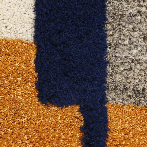 Tappeto Nudo S blu / arancio / ocra ames