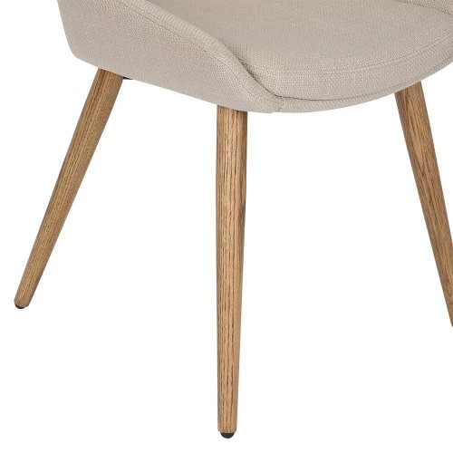 Chaise repas en tissu crème pied chêne foncé