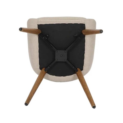 Chaise repas en tissu crème pied chêne foncé