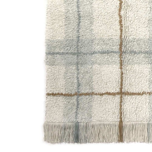 Tapis Lavable Tartan - bleu sauge