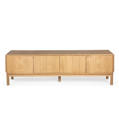 Meuble télé 180 cm 4 portes en chêne naturel Evasia Moodntone