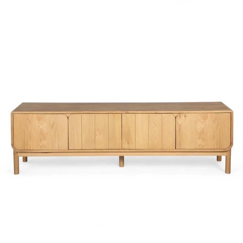 Meuble télé 180 cm 4 portes en chêne naturel Evasia