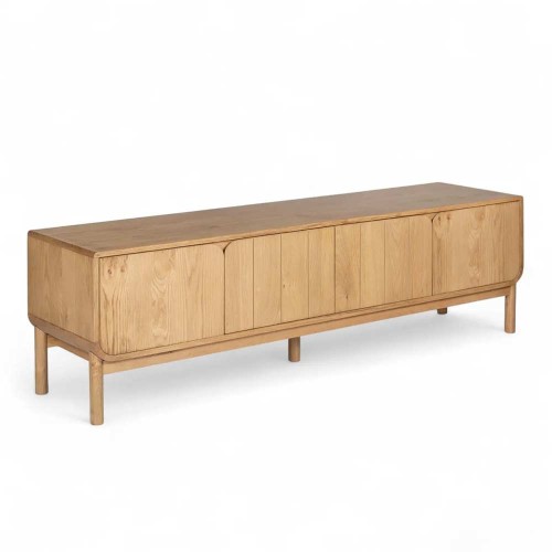 Meuble télé 180 cm 4 portes en chêne naturel Evasia