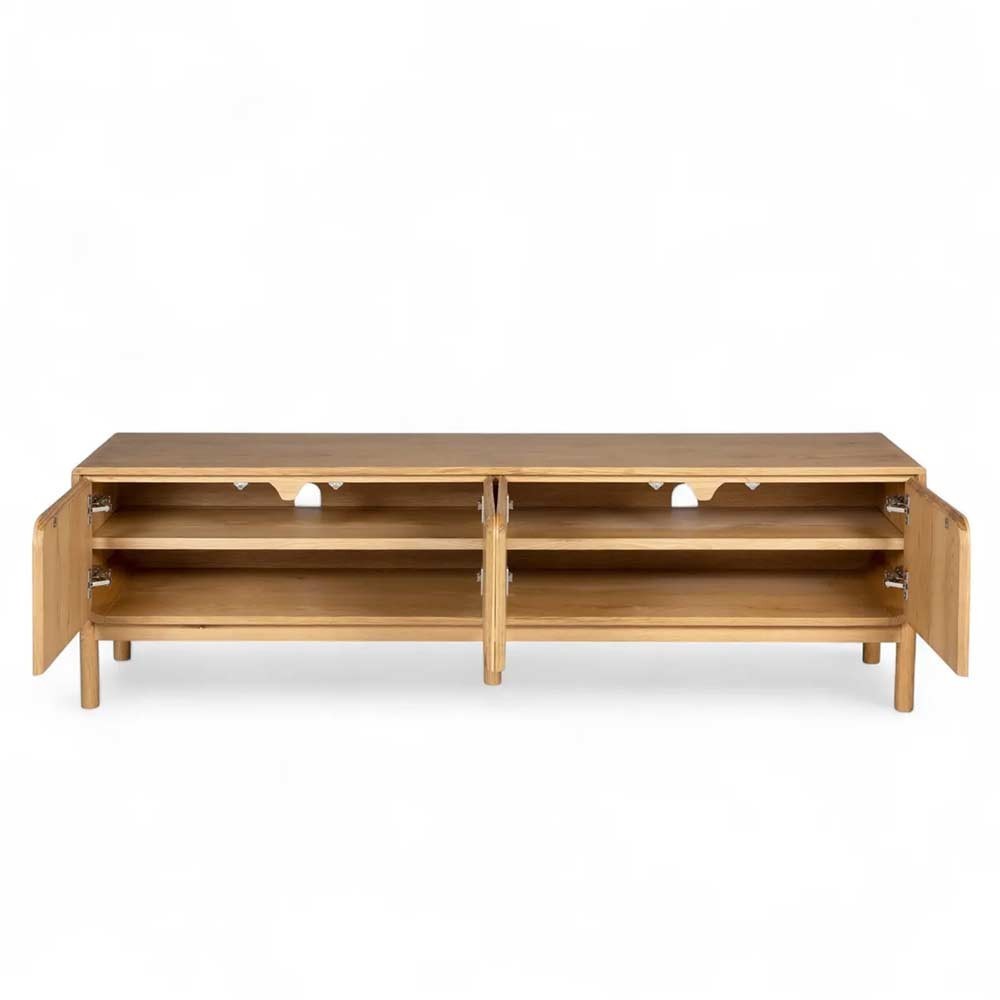 Meuble télé 180 cm 4 portes en chêne naturel Evasia