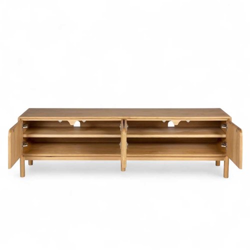 Meuble télé 180 cm 4 portes en chêne naturel Evasia