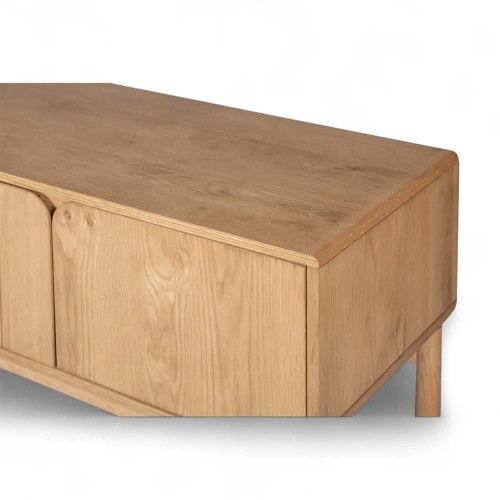 Meuble télé 180 cm 4 portes en chêne naturel Evasia