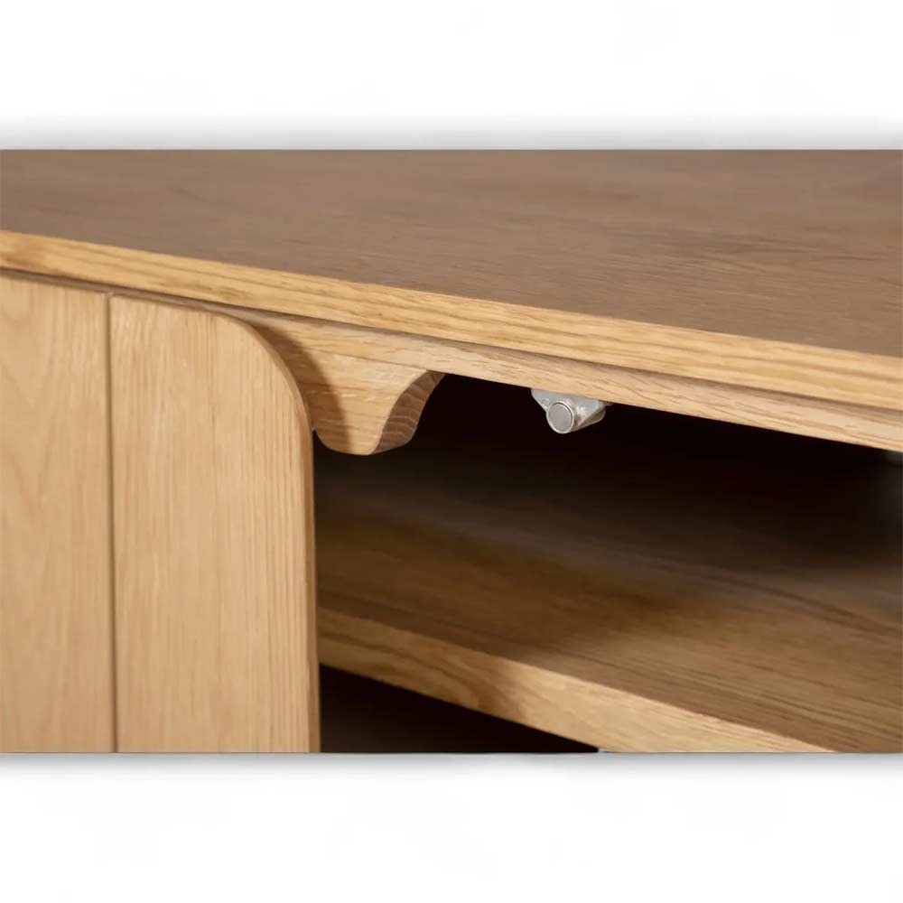 Meuble télé 180 cm 4 portes en chêne naturel Evasia