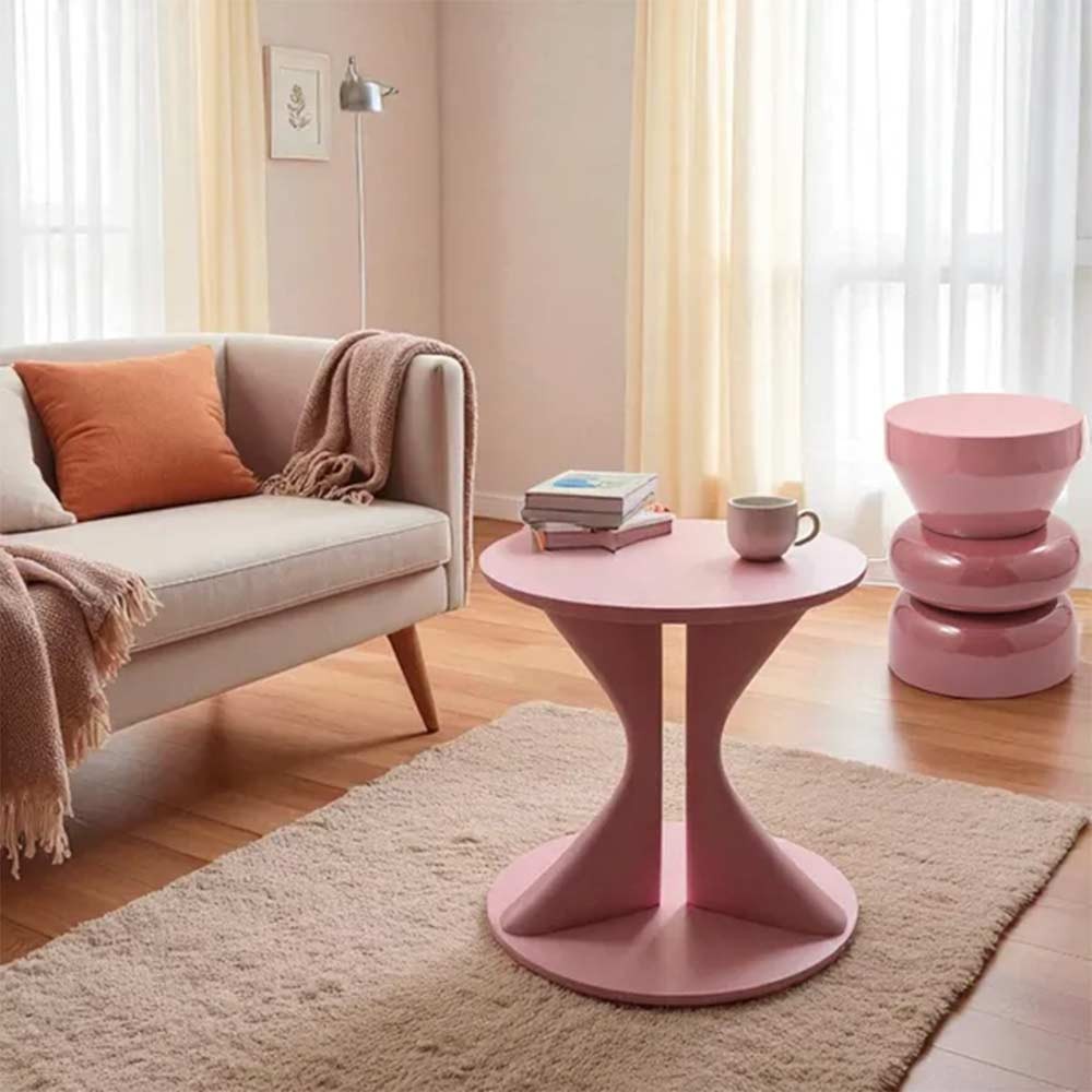 Bout de canapé rond émail bi-color framboise Calypza