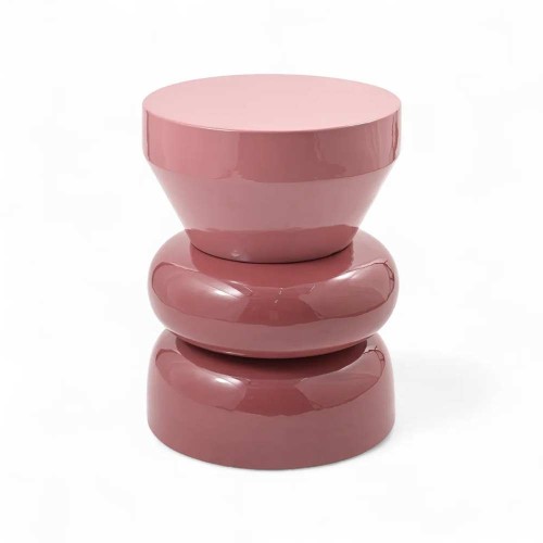 Bout de canapé rond émail bi-color framboise Calypza