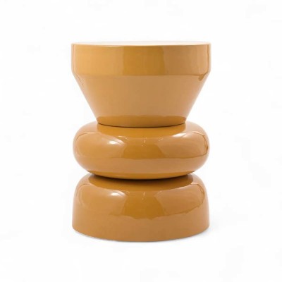 Bout de canapé rond émail bi-color Calypza - bronze Moodntone