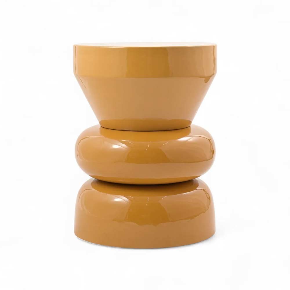 Bout de canapé rond émail bi-color Calypza - bronze