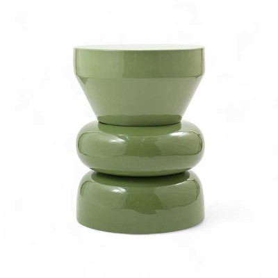 Bout de canapé rond émail bi-color Calypza - kaki Moodntone