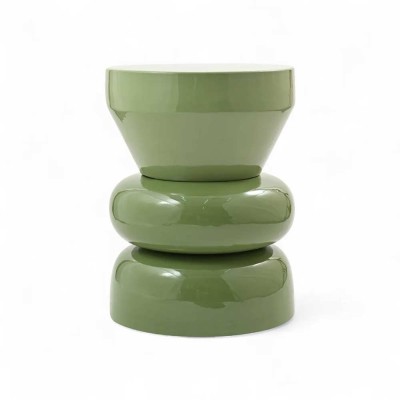 Bout de canapé rond émail bi-color Calypza - kaki