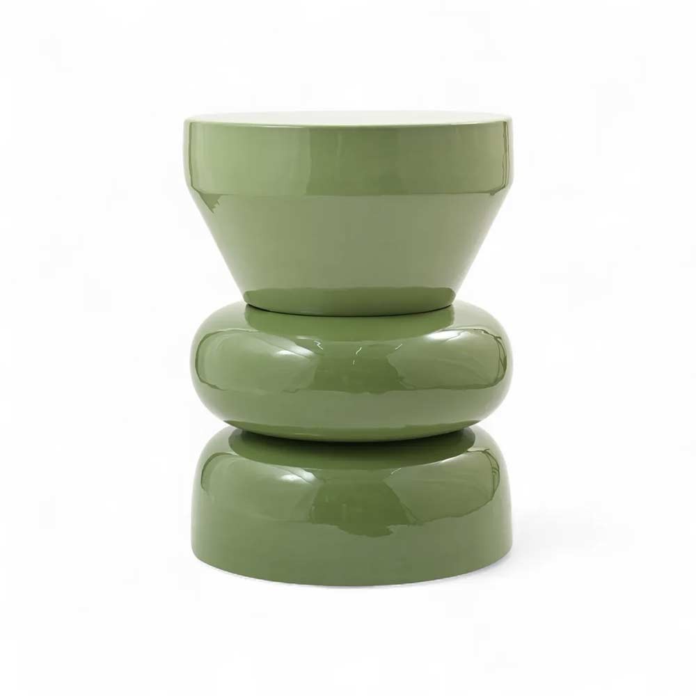 Bout de canapé rond émail bi-color Calypza - kaki