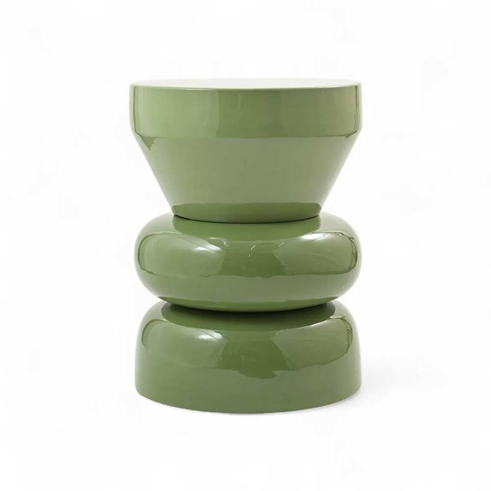 Bout de canapé rond émail bi-color Calypza - kaki