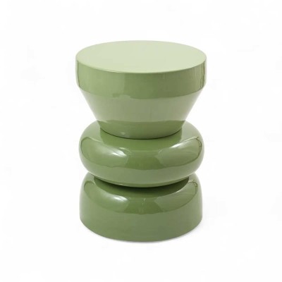 Bout de canapé rond émail bi-color Calypza - kaki 2