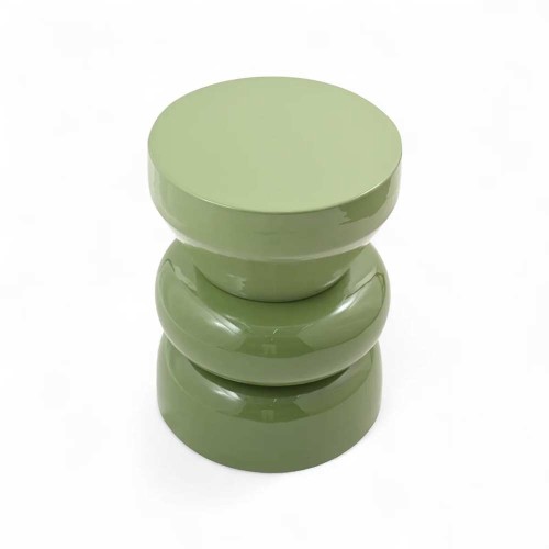 Bout de canapé rond émail bi-color Calypza - kaki