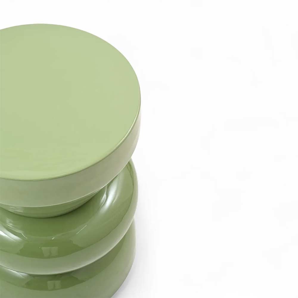 Bout de canapé rond émail bi-color Calypza - kaki