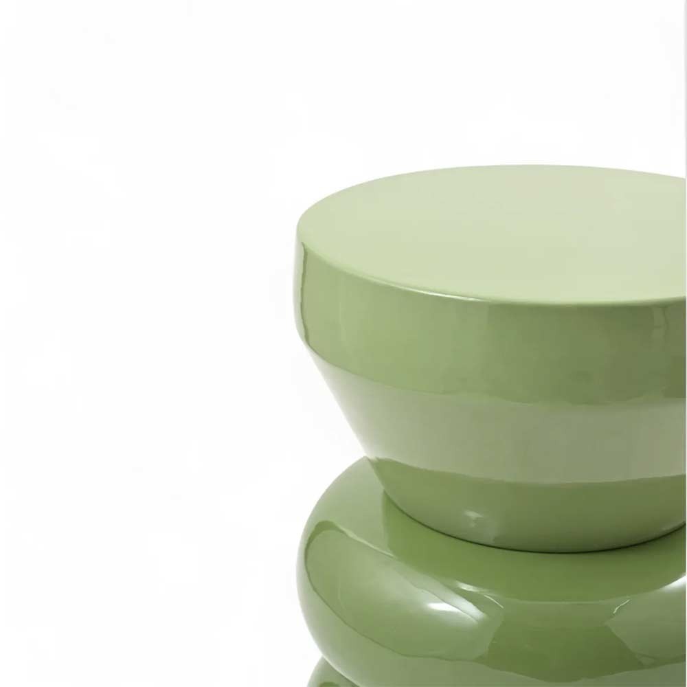 Bout de canapé rond émail bi-color Calypza - kaki