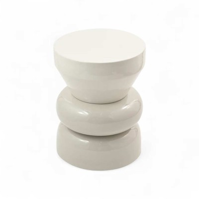 Bout de canapé rond émail bi-color Calypza - gris clair 2