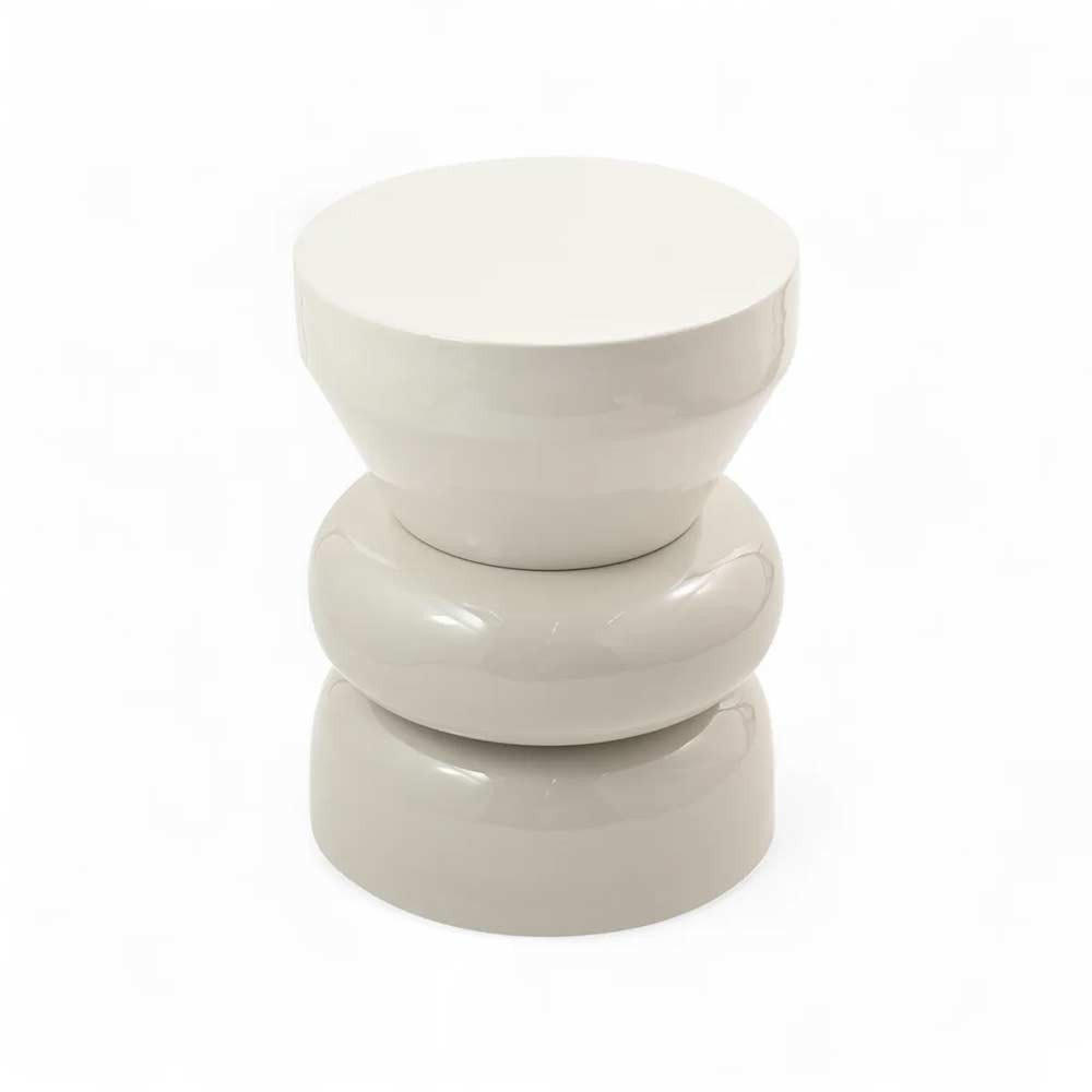 Bout de canapé rond émail bi-color Calypza - gris clair