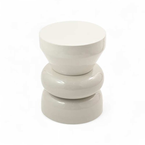 Bout de canapé rond émail bi-color Calypza - gris clair