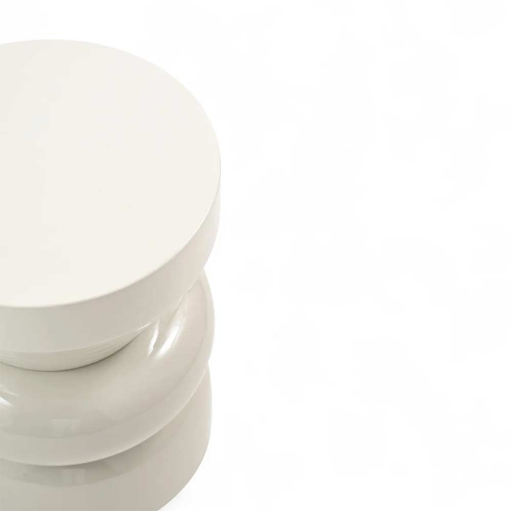 Bout de canapé rond émail bi-color Calypza - gris clair