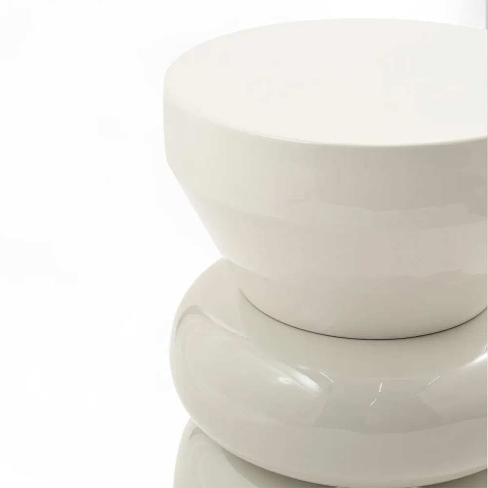 Bout de canapé rond émail bi-color Calypza - gris clair