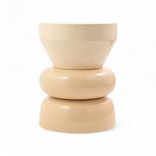 Bout de canapé rond émail bi-color Calypza - chair