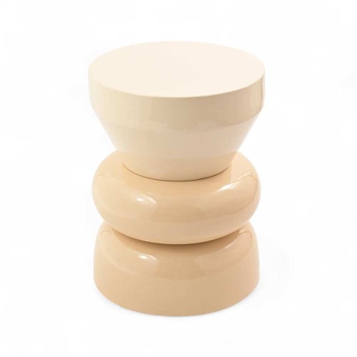 Bout de canapé rond émail bi-color Calypza - chair