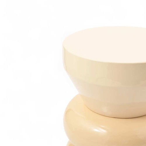 Bout de canapé rond émail bi-color Calypza - chair