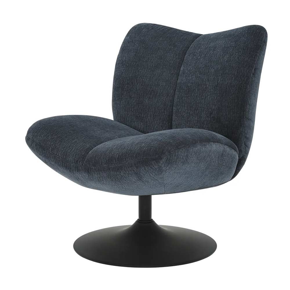 Fauteuil pivotant Petalia - tissu bleu marine